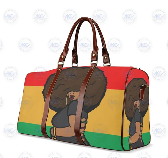 Travel Bag| Flight Carry On Holdall| Gym Overnight Weekend| Black Woman Natural Afro| Girl Magic| African American