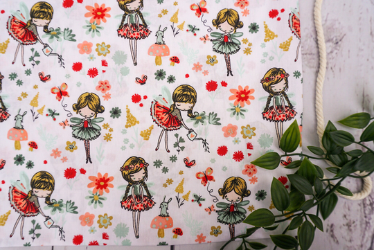 Handmade Fairy Print Drawstring Bag/Backpack Ballerina Girls Laundry Rabbit