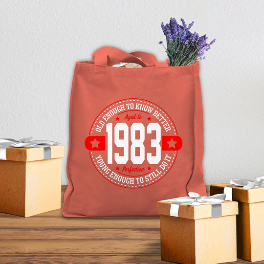 Birth Year Tote Bag in A Variety Of Colours For Her 40Th Birthday Vintage Funny 1983 Gift