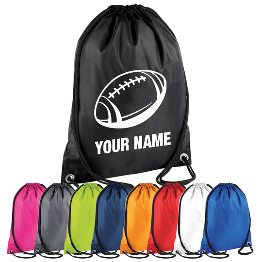 Personalised American Football Drawstring Bag - Custom Pe Gym Sports