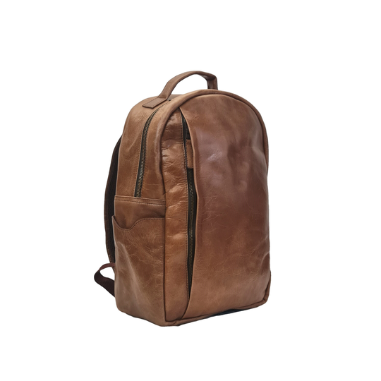 Leather Backpack, Rucksack, Shoulder School Handbag, Travel Hand Luggage, Gym, Unisex Bag, UK Free Delivery Gift - Brown