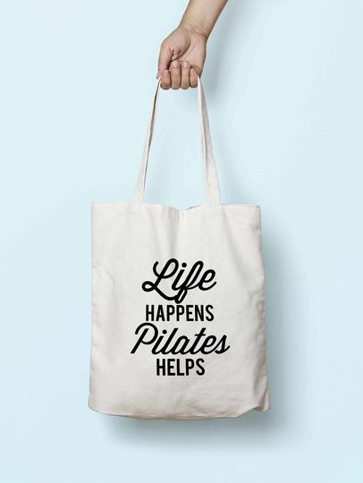 Life Happens Pilates Helps Tote Bag Long Handles K2510