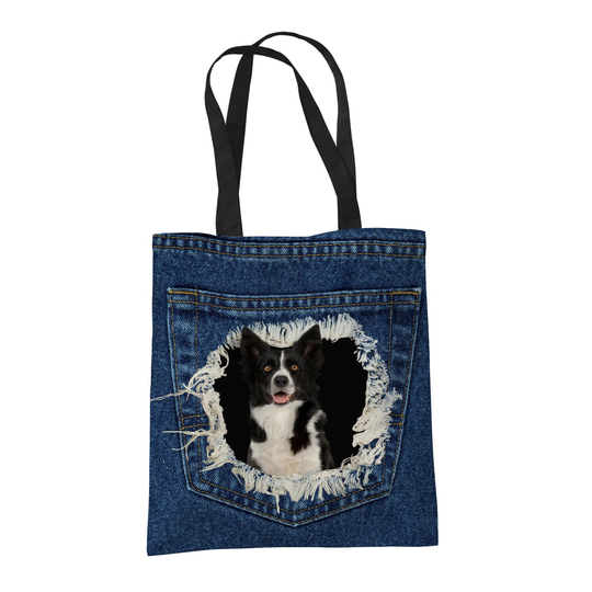 Border Collie Sheepdog Gifts For Dog Lovers Owners - Reusable Shopper Shoulder Tote Bags Fabric Gift Bag With Dogs On