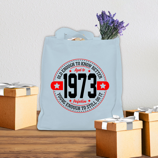 Birth Year Tote Bag in A Variety Of Colours For Her 50Th Birthday Vintage Funny 1973 Gift