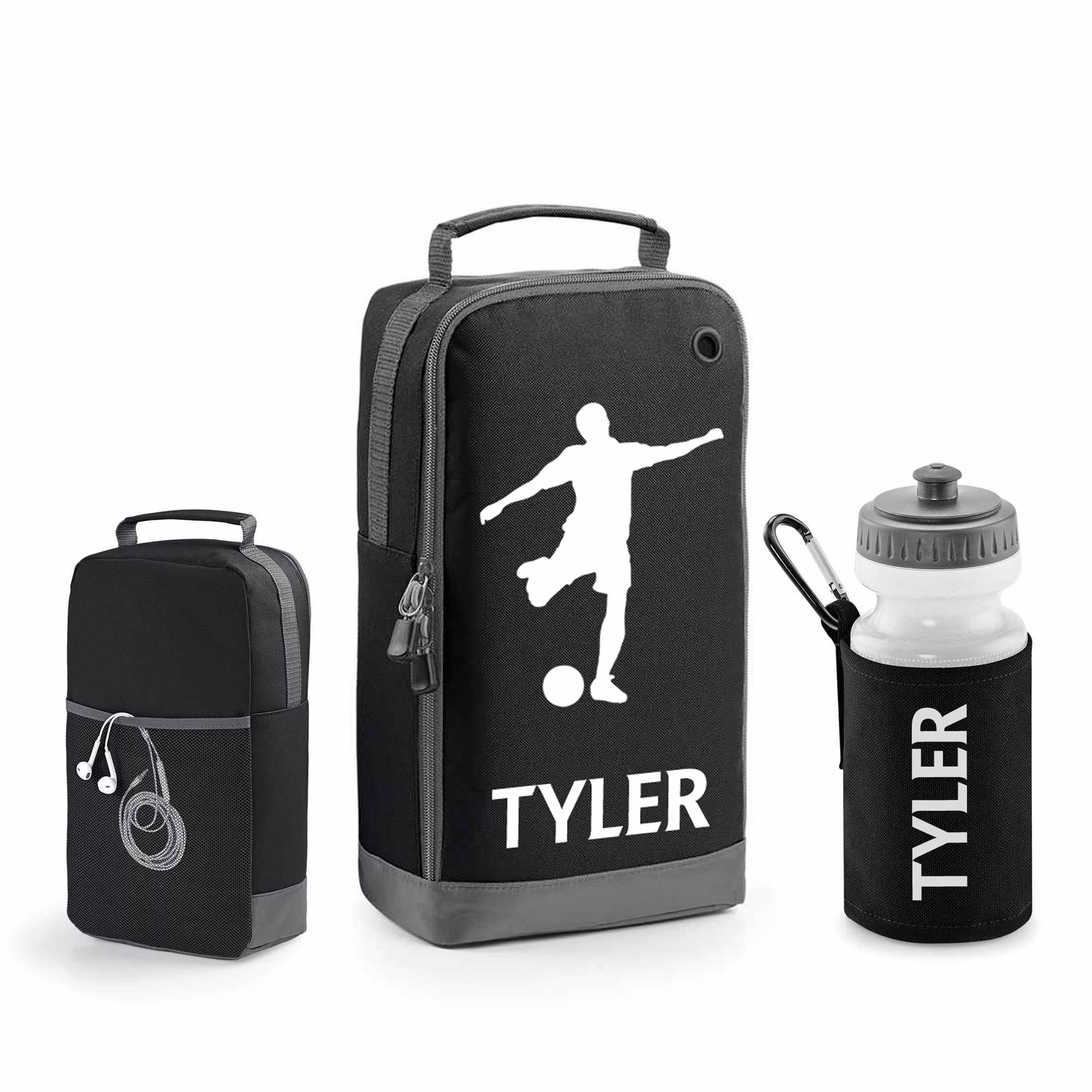 Personalised Football Boot Bag & Bottle - Soccer Shoe Sports Custom Gift For Him Or Her Holder