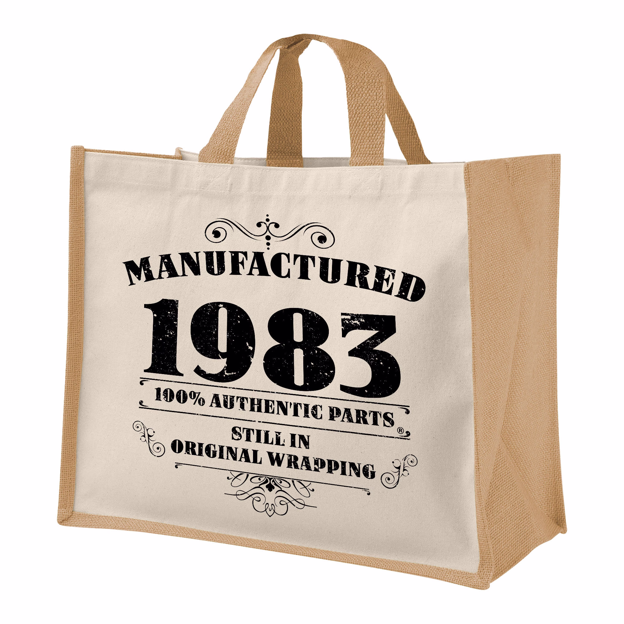 40Th Birthday Manufactured Jute Bag Keepsake Gift For Her Birth Year 1983 Shopper Travel - Available in 4 Colours & 2 Sizes
