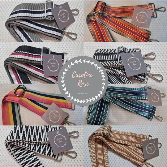 Wide Stripey/Chevron Fabric Changeable Bag Straps - Silver Hardware