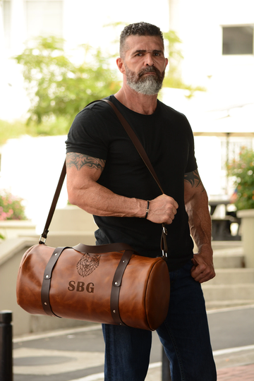 Handmade Leather Duffle Bag Personalized - Travel Weekender Gym Bag- Gift