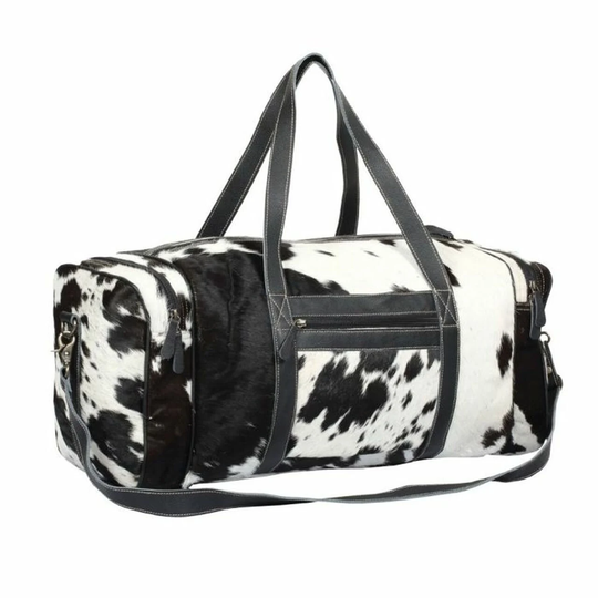 Cowhide Duffel Bag Leather Duffle Weekend/Overnight Cow Hide Gym Real Handbags Western Shoulder Bag