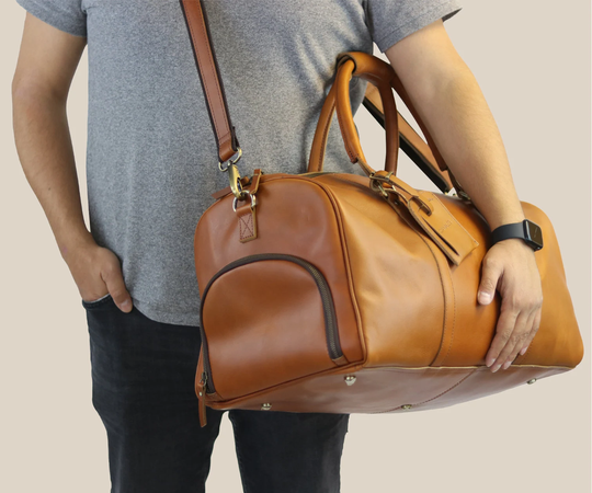 Leather Duffle Bag, Groomsmen Gift, Christmas Men Weekend Personalized Holdall Gift For Him