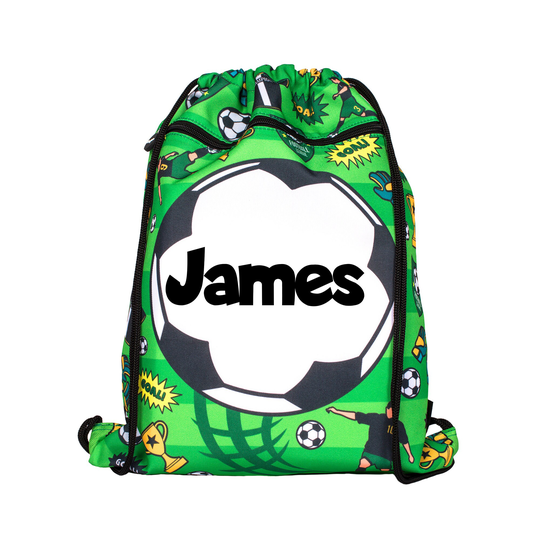 Personalised Kids Drawstring Bag With Zipped Pocket Pe Swimming Football Gym School For Boys Girls