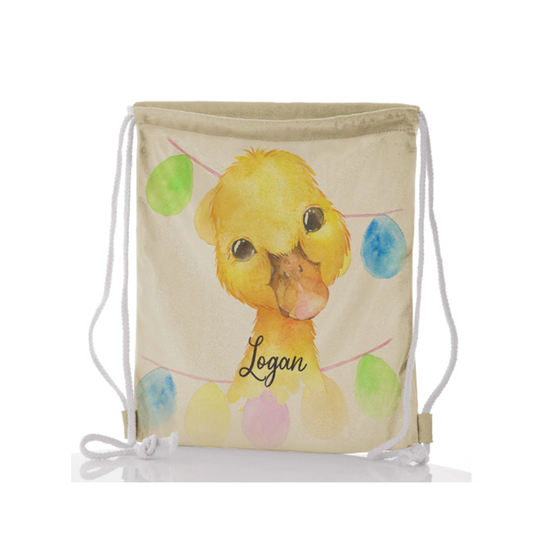 Personalised Duck Drawstring Bag Customised With Name, Ideal For Kids Football, Pe & Games