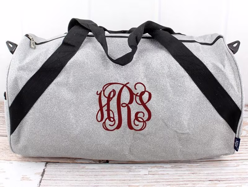 Silver Glitter Dance Bag, Monogrammed Cheer Custom Embroidery