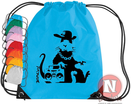 Banksy Gangster Rat Gym Bag. Ideal For School & Clubs. A Classic Urban Art Design By Banksy