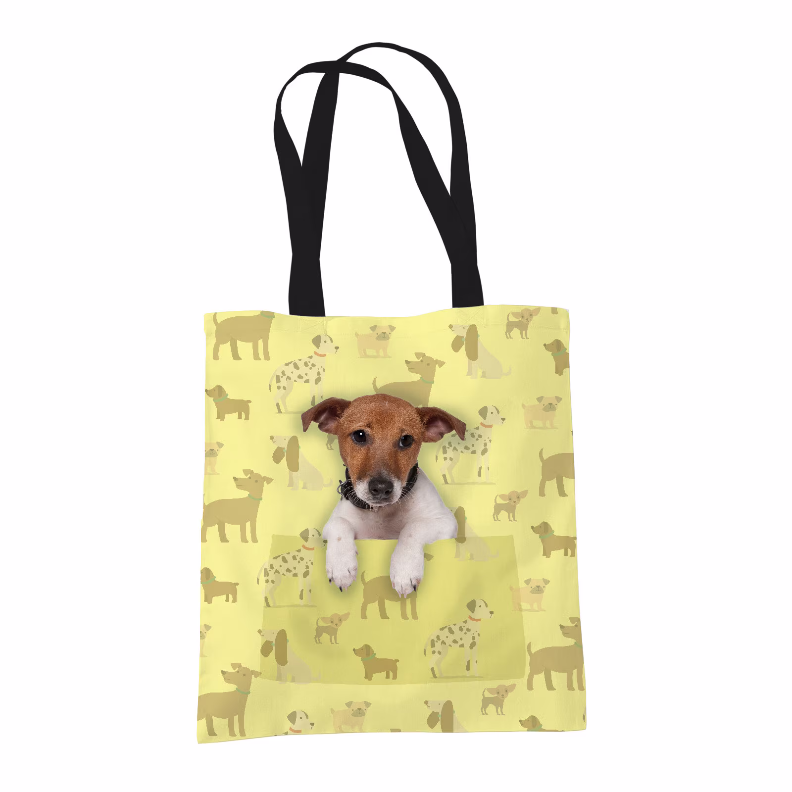 Jack Russell Terrier Gifts For Dog Lovers Owners - Reusable Shopper Shoulder Tote Bags Fabric Gift Bag With Dogs On 4 Colours