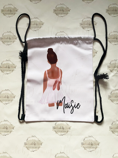 Personalised Ballerina Drawstring Bag|Back To School Ballet Sports Gym Bag|Gift Idea For Daughter, Friend, Birthday