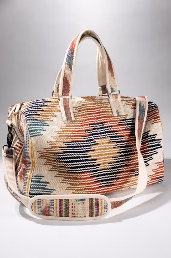 Bestseller Lithologie Co. 100% Handmade Ethnic Print Boho Bohemian Duffel Bag Purse - Desert Rose + Free Priority Shipping