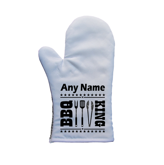 Personalised Bbq King Utensils Print Single Oven Mitt