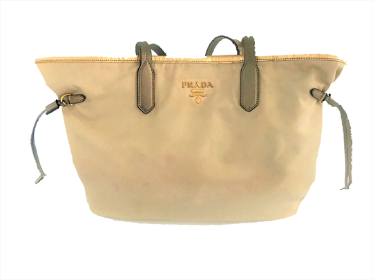 Vintage Prada 90's Classic Beige Tote Shoulder Bag Handbag Unisex