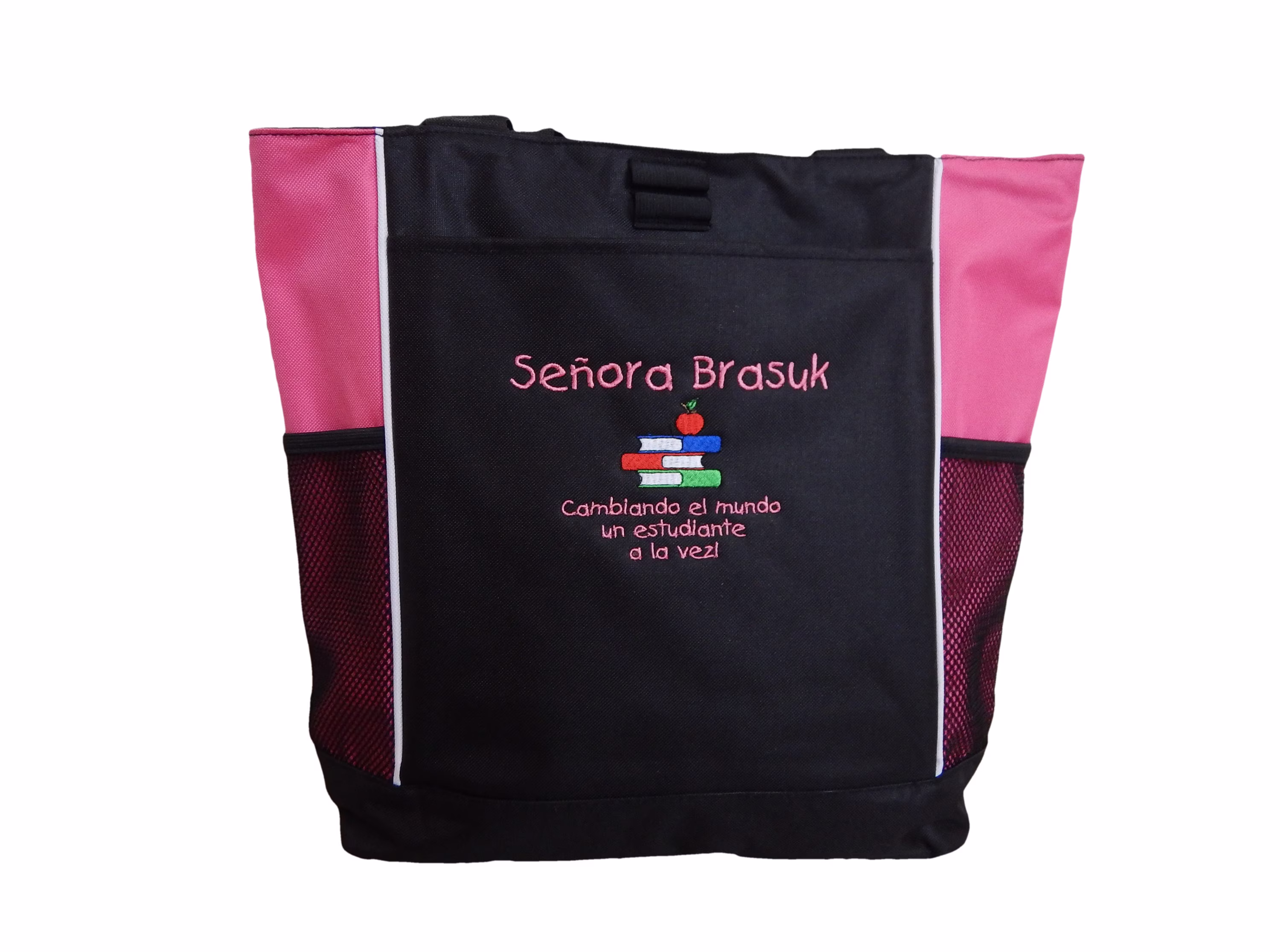 Tote Bag Personalized Teacher Aide Spanish Maestra Student Principal Kindergarten Changing The World One At A Time