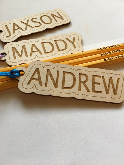 Custom Name Tag, Personalized Wooden Backpack Tags For Kids, Back To School