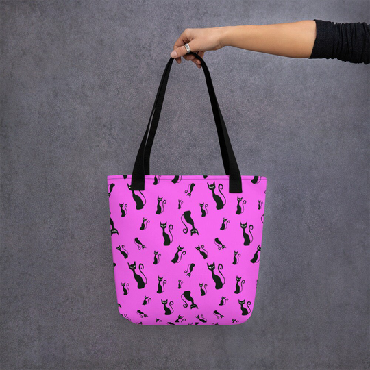 Women's, Teens, Or Girls Adorable Pink & Black Cat Tote Bag, High Quality Rare