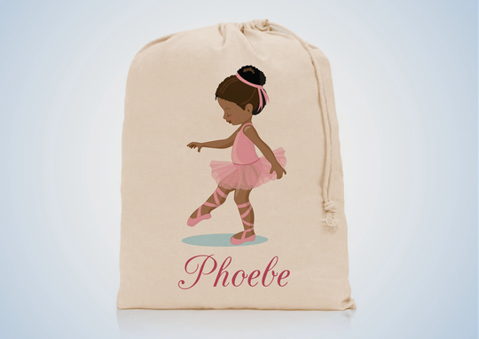 Personalised Ballerina Ballet Shoe Drawstring Bag, Black, African, Ethnic, Ideal For Pe, Dancing, Gym, Toys
