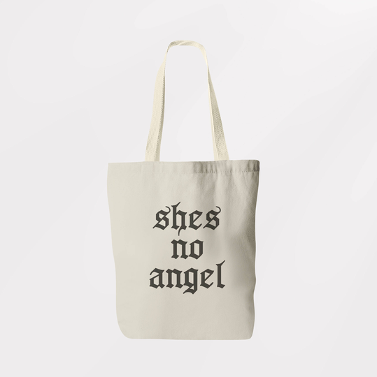Shes No Angel Tote Bag/Shoulder Book Shopping Sachel Graphic Logo Eco Friendly