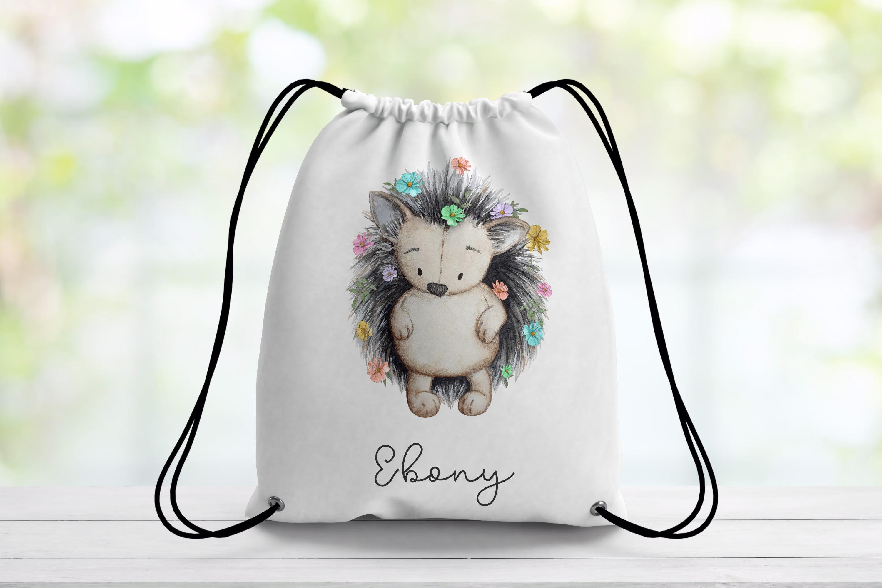Personalised Hedgehog Drawstring Bag| Pe Bag|Nursery Bag|Spare Clothes Bag Welly