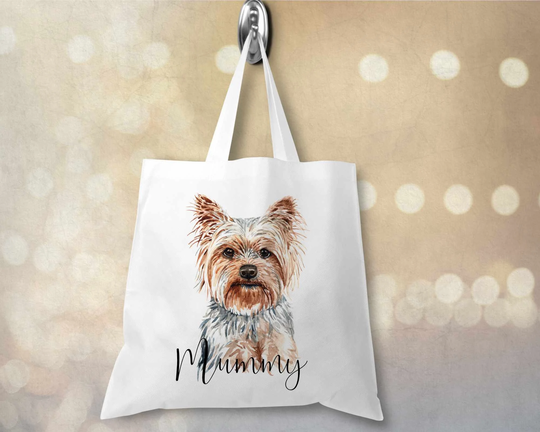 Yorkshire Terrier Personalised Tote Bag Any Name Shopping Tote White Or Natural