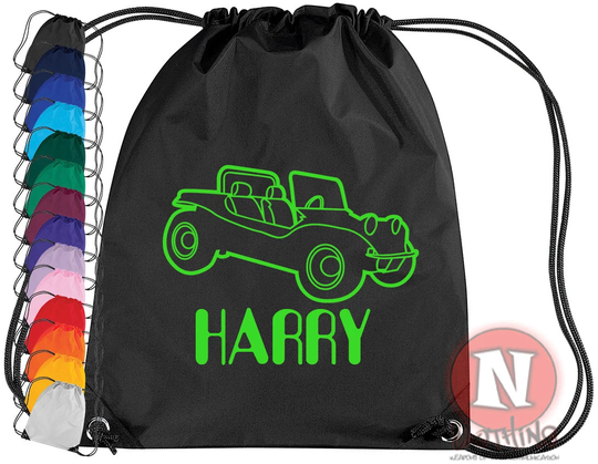 Beach Buggy Gym Bag. Personalize With Your Child's Name. Ideal For School & Clubs. Gym Bag in 14 Colours. Personalise