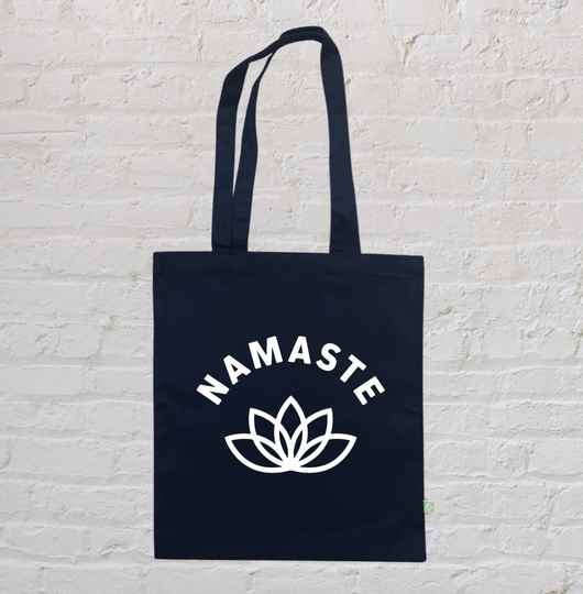 Namaste Bag, Yoga Gym Pilates Organic Cotton Shopper Tote Canvas Shopping Bag For Life, Reusable
