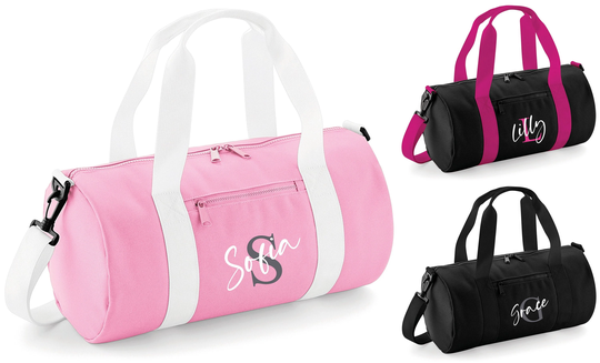 Personalised Initial Name Kids Barrel Bag