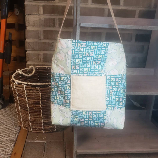 Carrier For Ipad Or Laptop, Quilted Tote Bag, Michigan Hand Made, Gift Loved Ones, Custom Made Bag