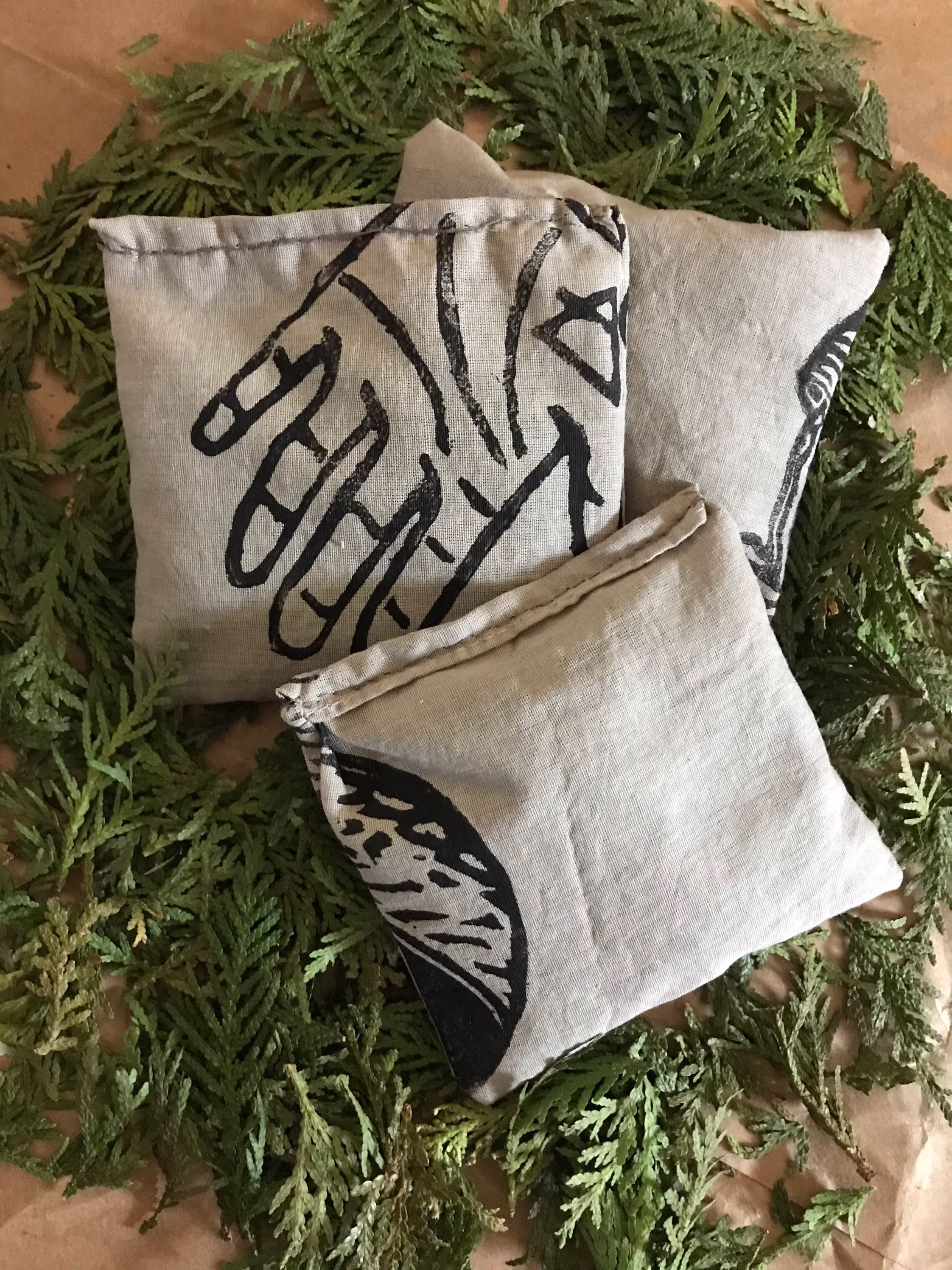 Pair | 2 Cedar & Lavender Sachets, Hand Sewn, Up Cycled Fabric Sachets Locally Sourced, No Fragrance Added