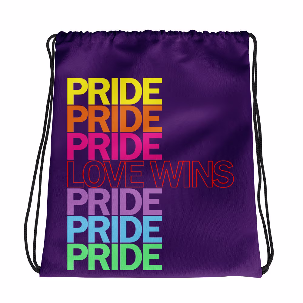 Pride Love Wins Lgbtqia Plus Drawstring Bag