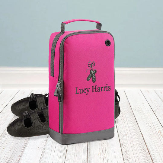 Personalised Irish Dancing Shoe Bag, Perfect For Carrying Shoes, Pink/Black Navy