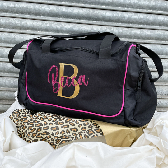 Personalised Gym Bag With Initial | Personalised Weekend Bag, Gym Yoga Duffle Kit Uniform Gift
