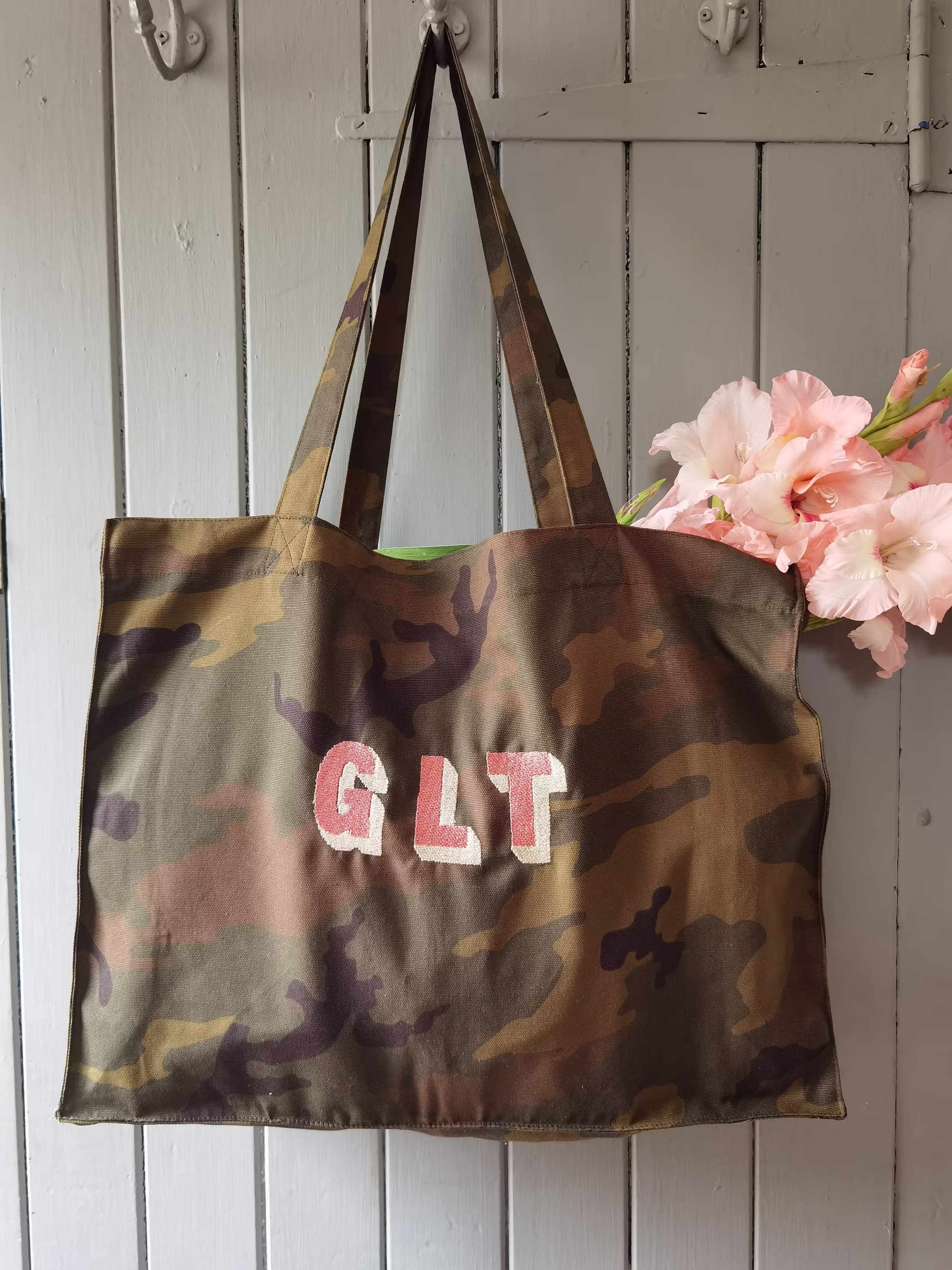 Monogram Luxury Camouflage Bag/Personalised Camo Tote Bag/Uni Canvas Bag/Every Day Bag/Gift For Her/Initial Gym Bag/Shoulder Bag/Camo Print