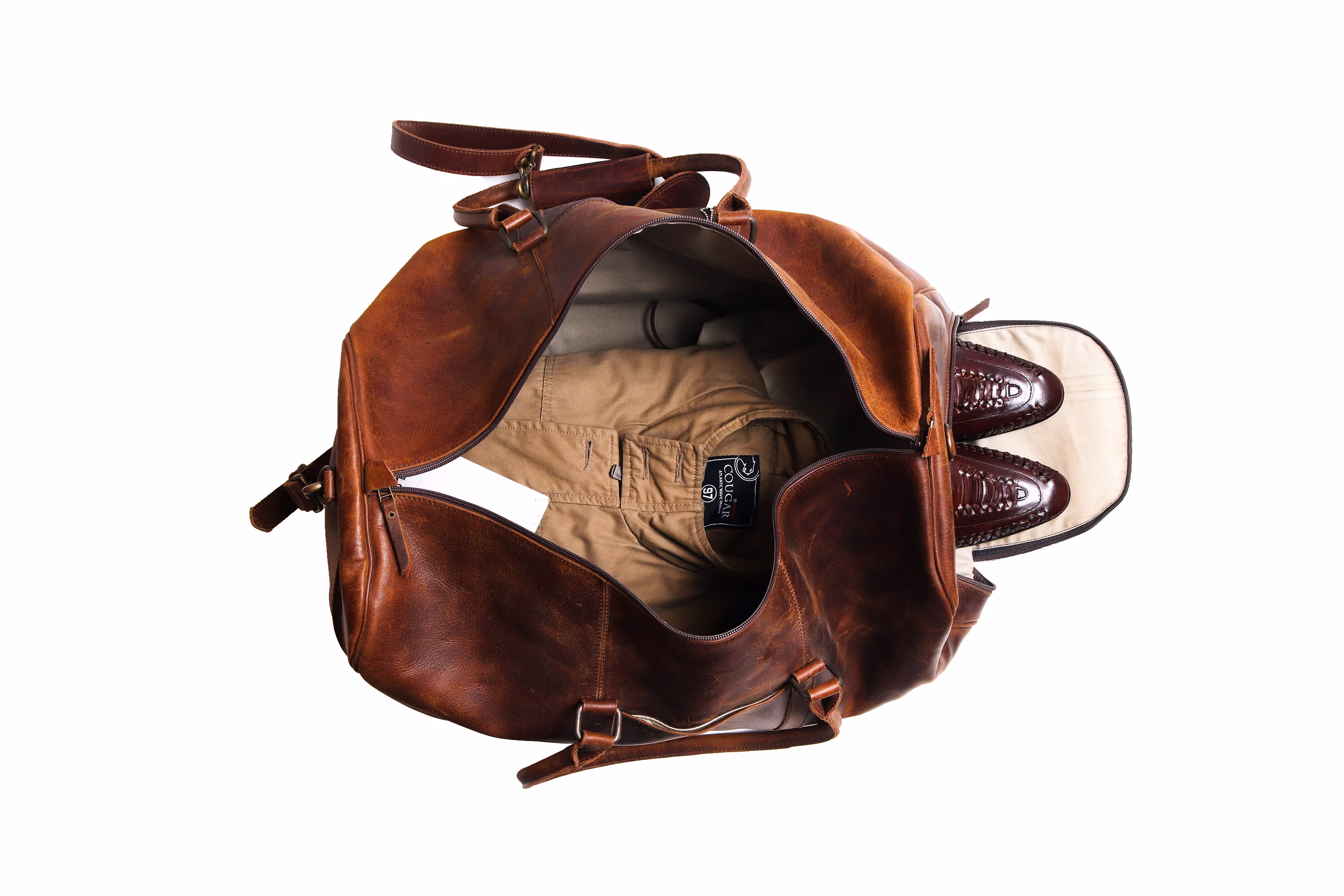 Leather Duffle Bag With Shoe Compartment, Leather Holdall Bag, Mens Weekend Bag, Leather Gym Overnight For Men