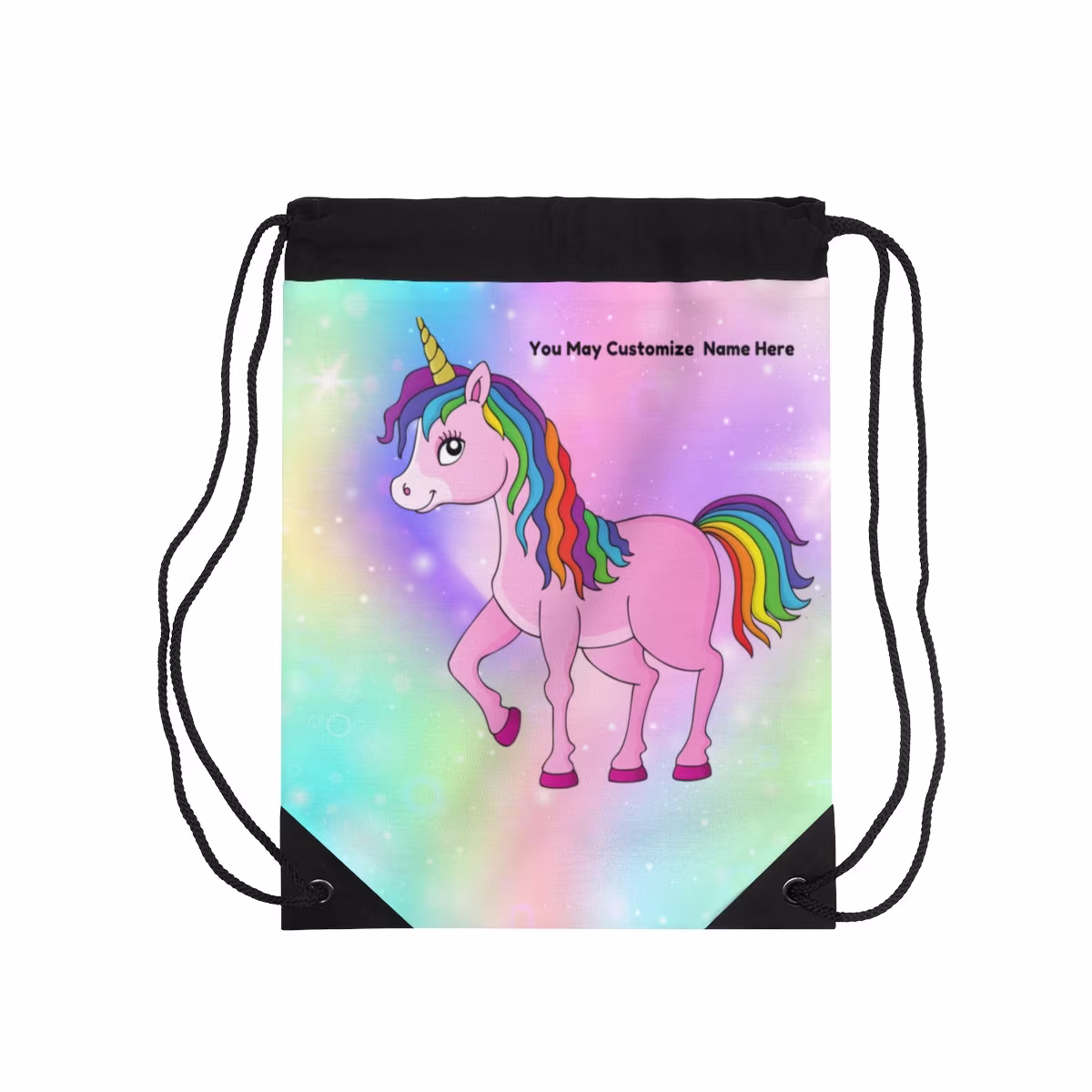 Personalized Unicorn String Backpack | Customizable String Backpack Back To School Bag Gift For Girls Holiday Birtday Idea