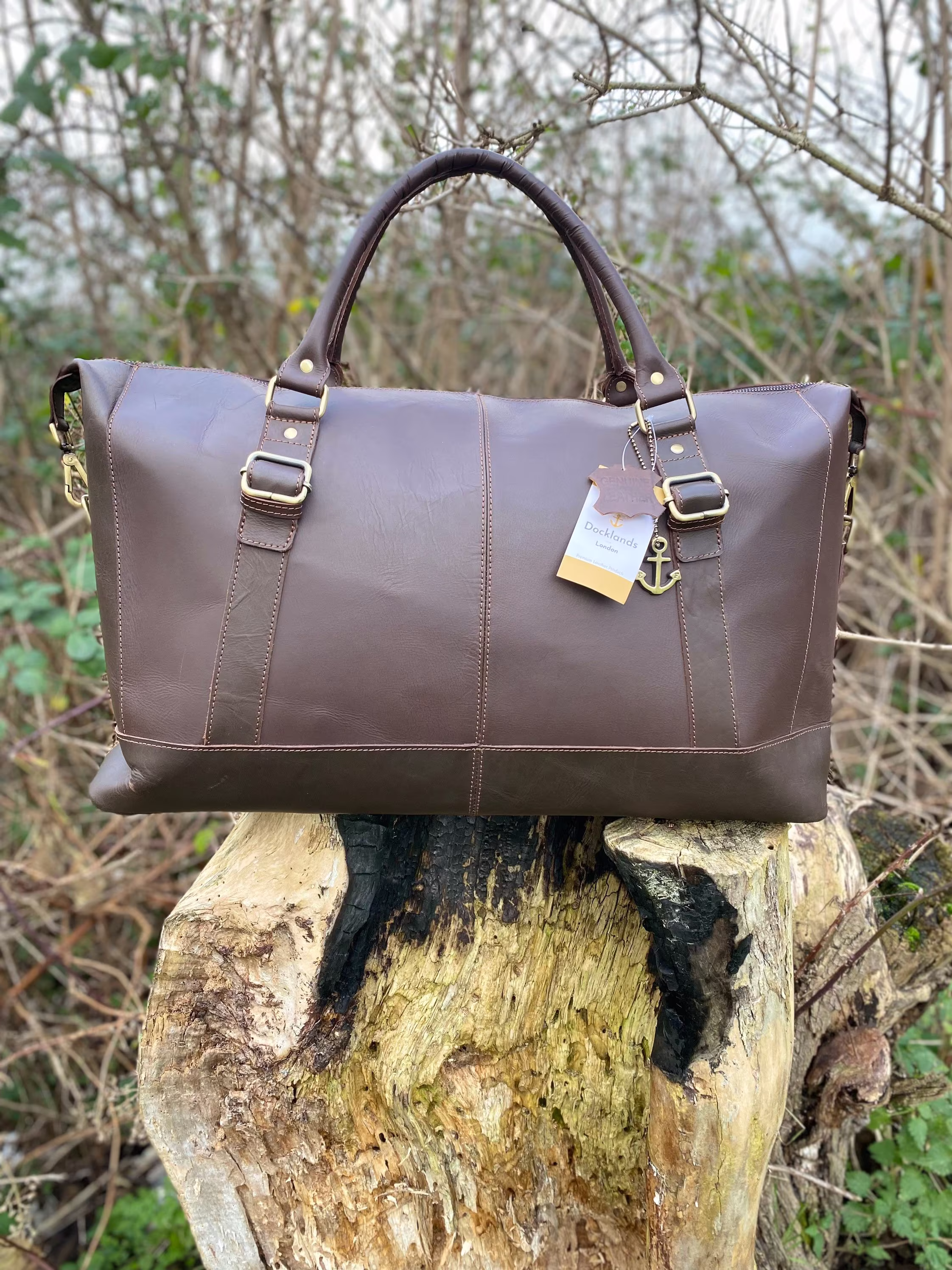Genuine Leather Bag Travel Gym Overnight Cabin Luggage Workout Holdalls Duffle Dark Chocolate Free Delivery UK Seller