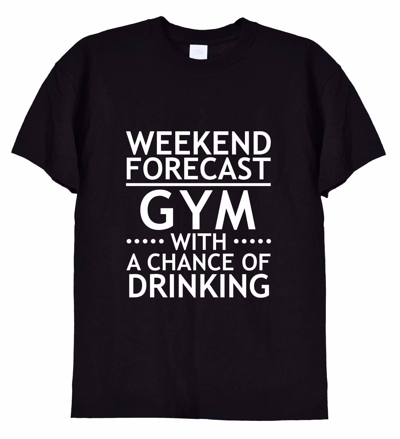 Weekend Forecast, Gym With A Chance Of Drinking T Shirt, Funny Sports Workout Tee For Men, Bodybuilding Lifting Mug Jumper Gift Idea, 347
