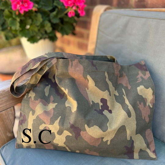 Camouflage Bag Personalised, Custom Tote, Camo Cotton Shopper