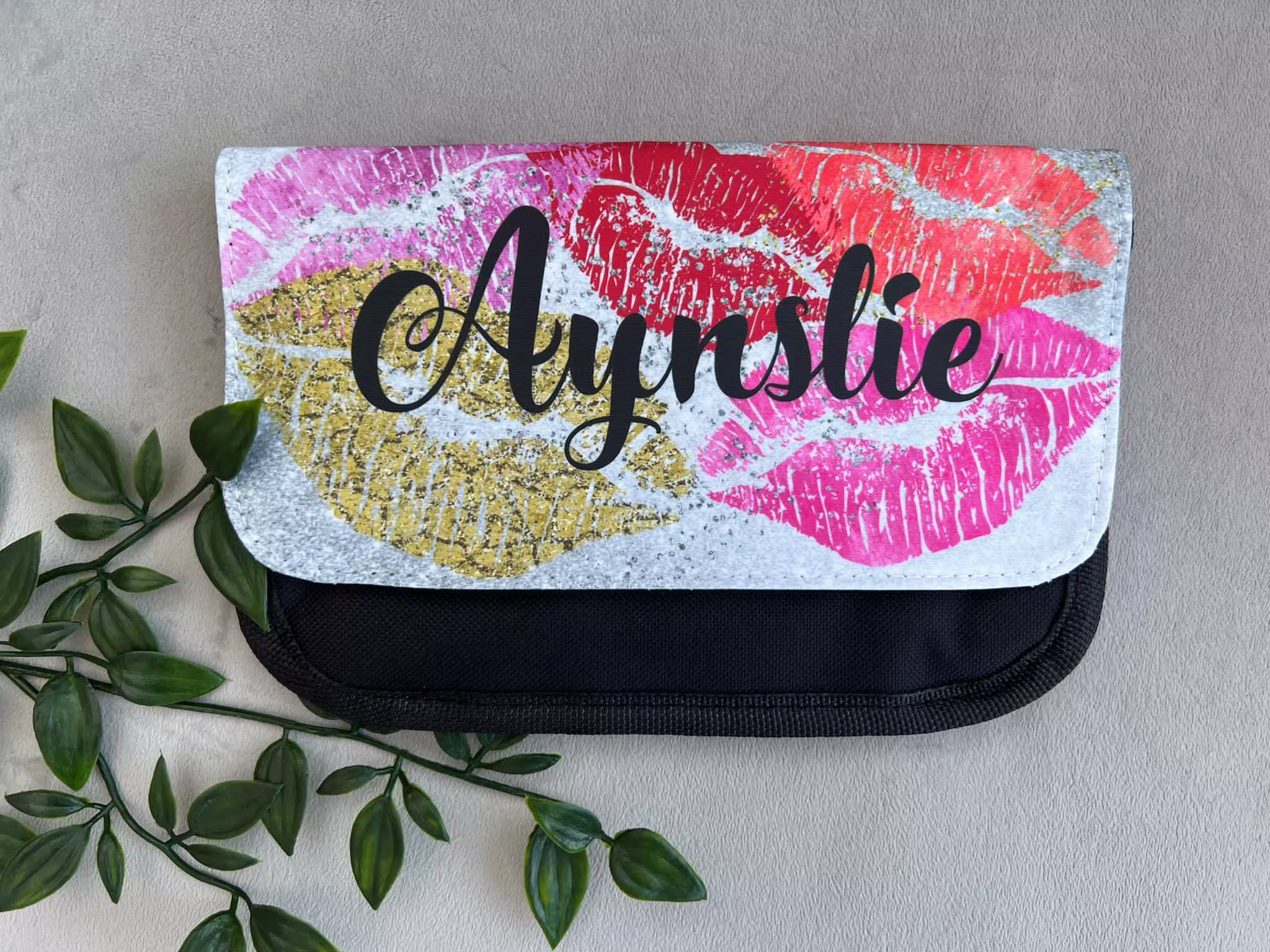Personalised Lipstick Lips Pencil Case Back To School Make Up Bag Girls Free Delivery