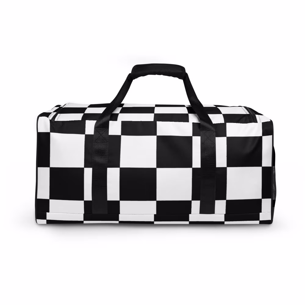 Checkerboard Duffle Bag, Gym Bag, Retro Travel Bag