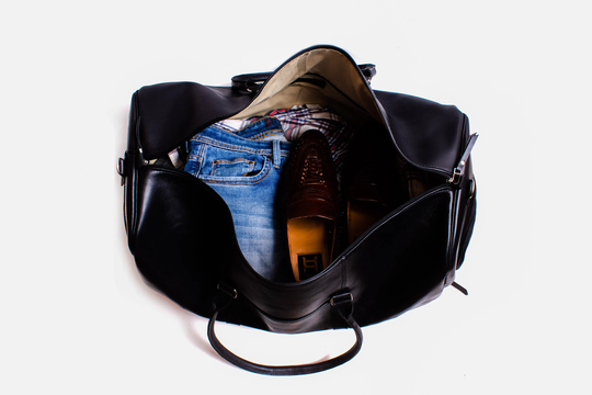 Leather Duffle Shoe Pocket Travel Bag Men, Personalized Weekender Carryon, Black Overnight Duffel Overnight Vacation Holiday Gifts