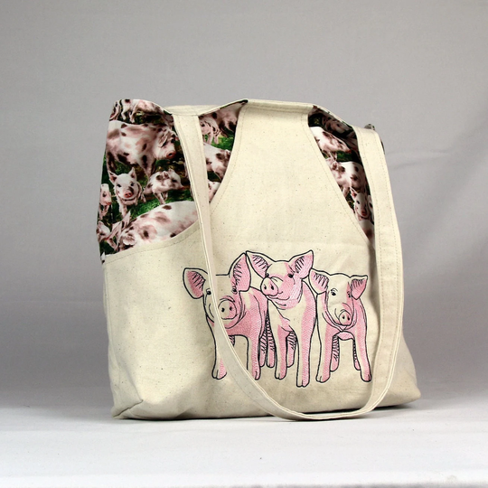 Pig Eco Tote Bag With Pockets