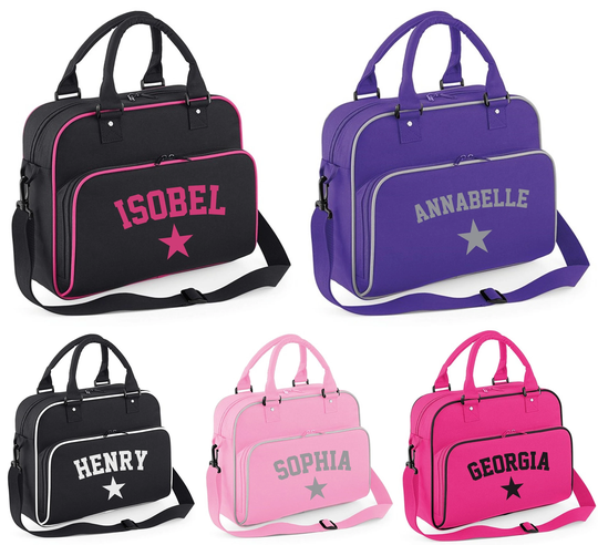 Personalised Varsity Star Name Kids Dance Bag