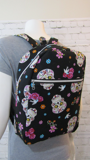 Sugar Skulls Backpack, Book Bag, School Gym Bag, Travel Handmade